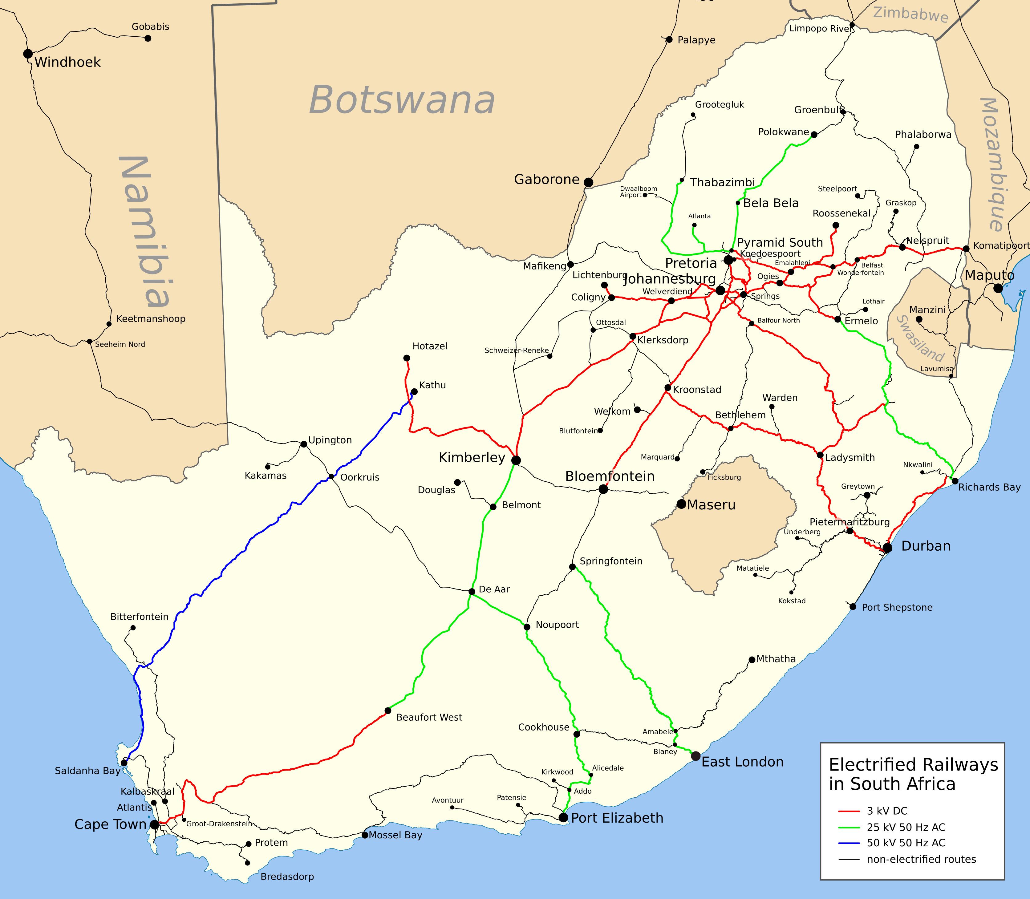 South Africa Rail Map 